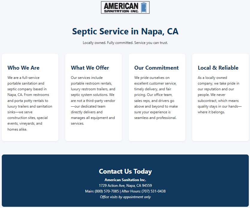 Napa, CA Septic Service